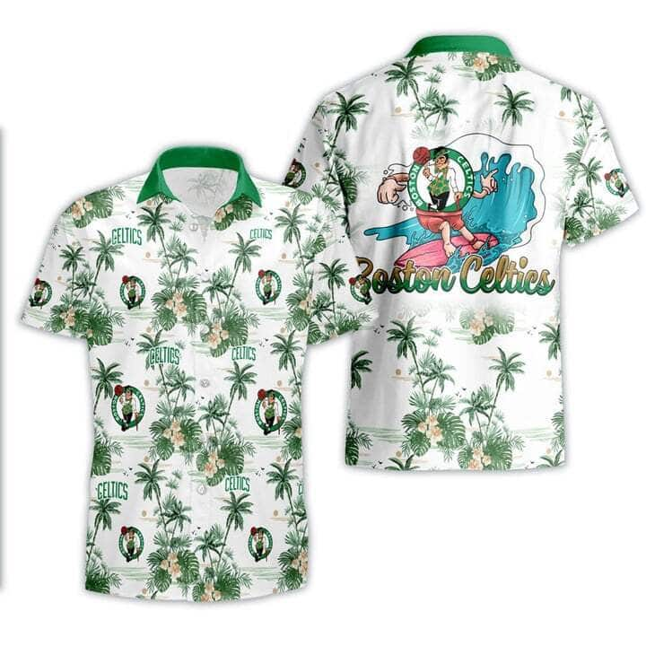 Trending Boston Celtics Hawaiian Shirt Tropical Flower On White Theme Gift For Beach Lovers