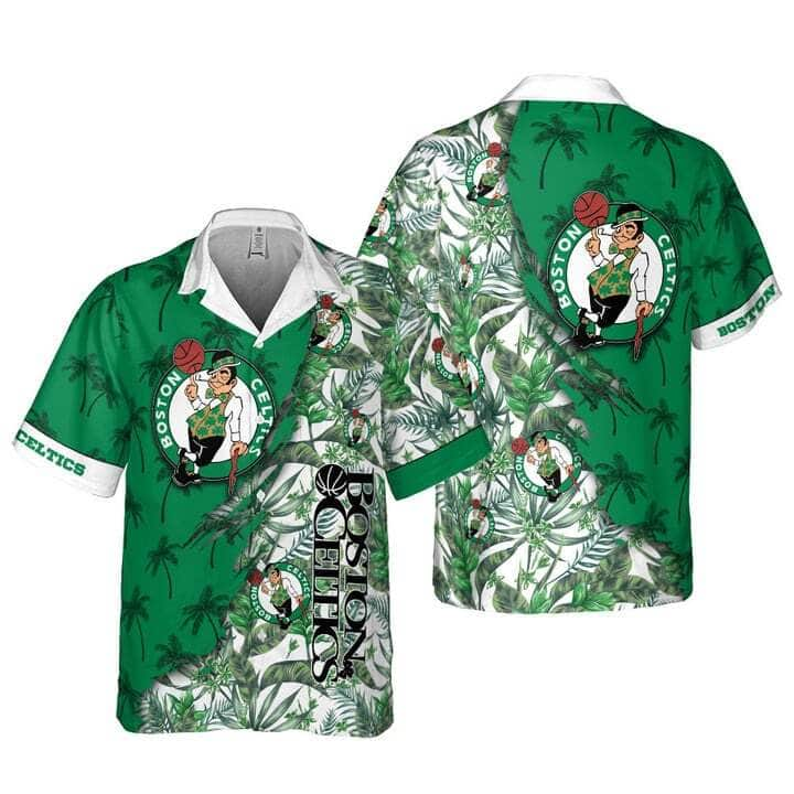 Green NBA Boston Celtics Hawaiian Shirt Tropical Flowers All Over Print Gift For Sports Lovers