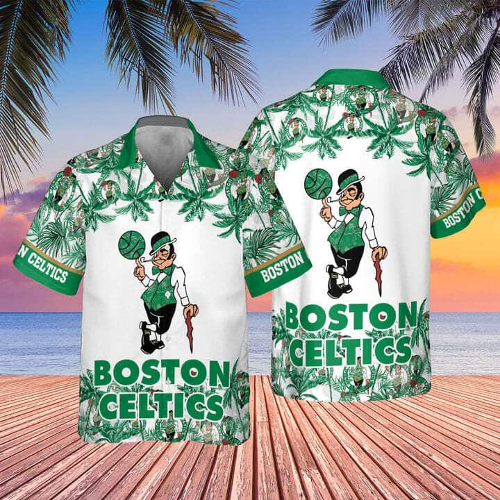 Tending NBA Boston Celtics Hawaiian Shirt Palm Trees Summer Gift