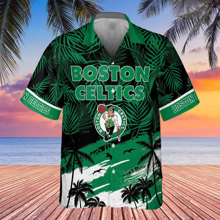 Vintage Boston Celtics Hawaiian Shirt Leaves Tropical Summer Vacation Gift Vintage Boston Celtics Hawaiian Shirt Leaves Tropical Summer Vacation Gift