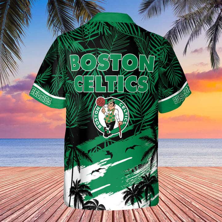 Vintage Boston Celtics Hawaiian Shirt Leaves Tropical Summer Vacation Gift Vintage Boston Celtics Hawaiian Shirt Leaves Tropical Summer Vacation Gift