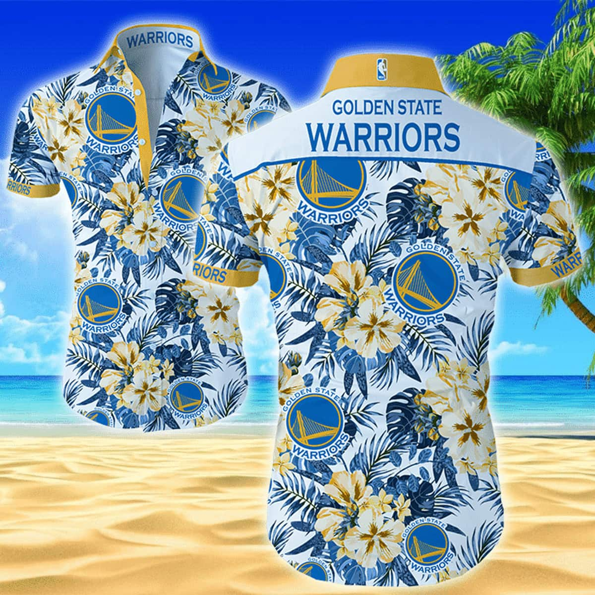 Aloha Golden State Warriors Hawaiian Shirt Tropical Flora Beach Vacation Gift