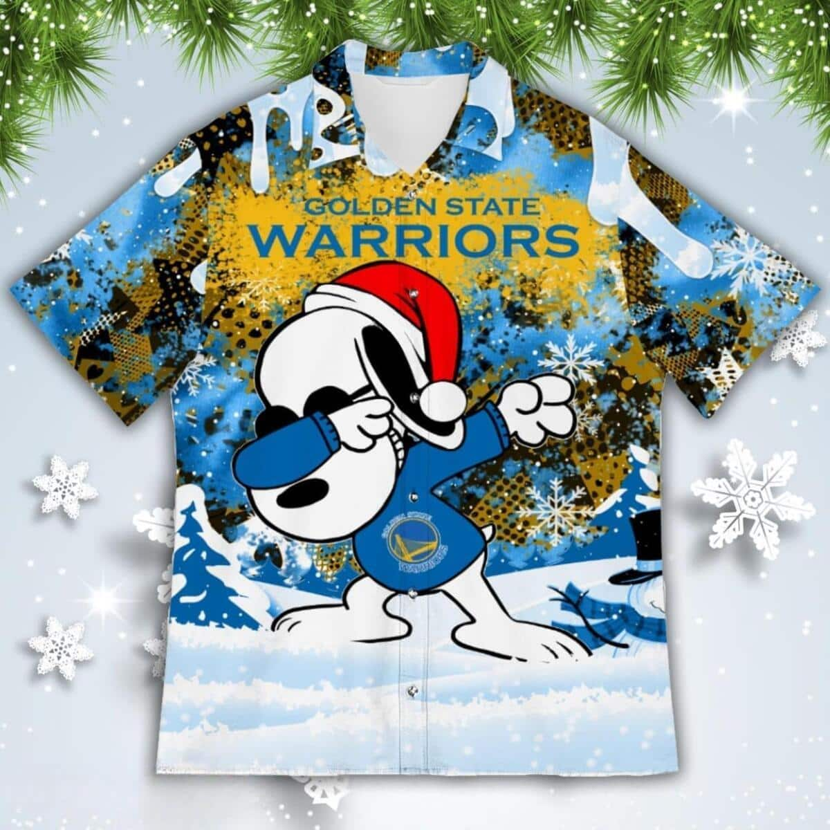 Christmas Golden State Warriors Hawaiian Shirt Cute Snoopy Dabbing The Peanuts Gift For Sports Lovers