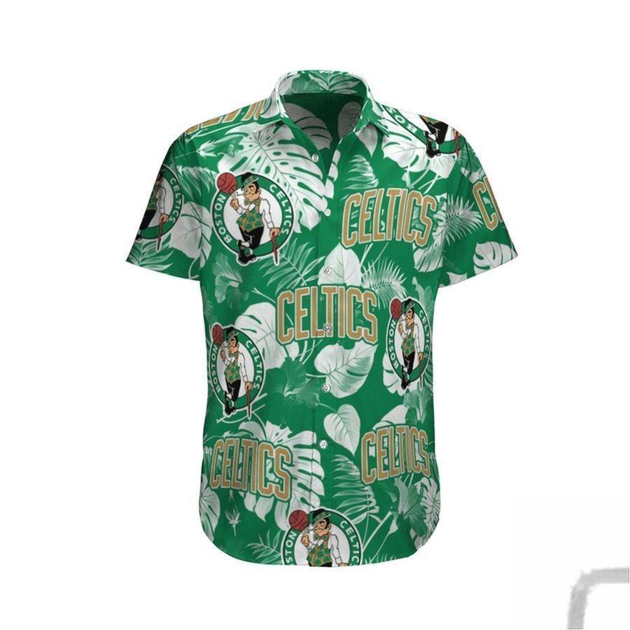 Green NBA Boston Celtics Hawaiian Shirt Palm Leaves All Over Print Gift For Dad