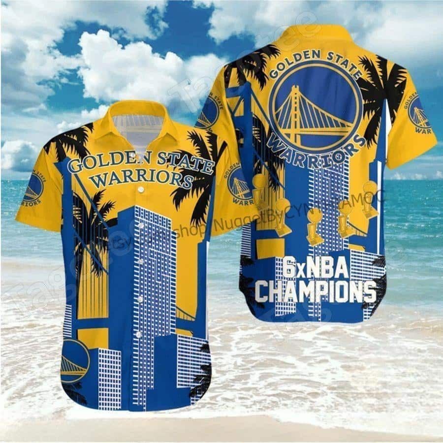 Stylish Golden State Warriors Hawaiian Shirt 6 NBA Champions Gift For Sports Fans