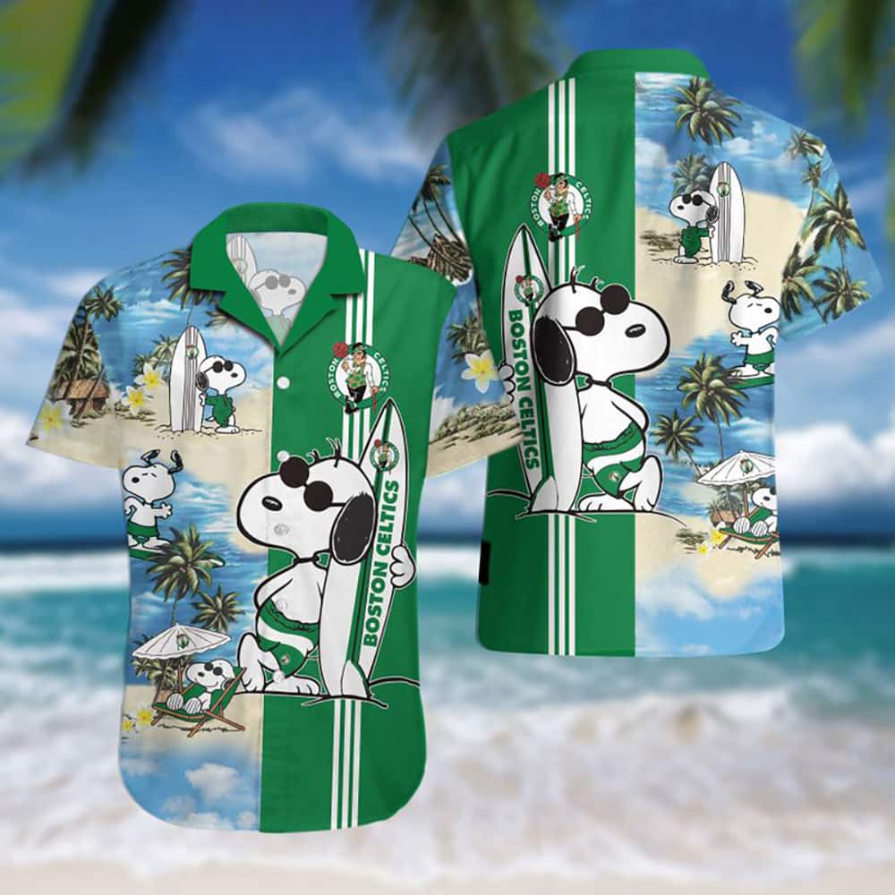 Summer Vibes Boston Celtics Hawaiian Shirt Funny Snoopy Beach Lovers Gift