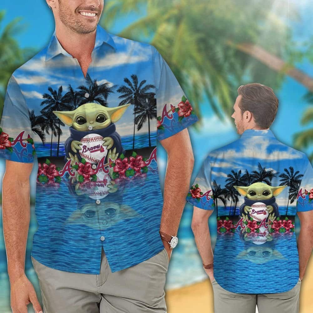 Trending Atlanta Braves Hawaiian Shirt Star Wars Baby Yoda Beach Lovers Gift