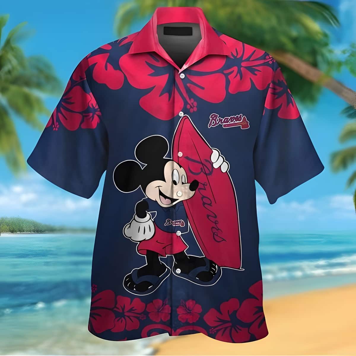 Disney Atlanta Braves Hawaiian Shirt Mickey Mouse Beach Lovers Gift