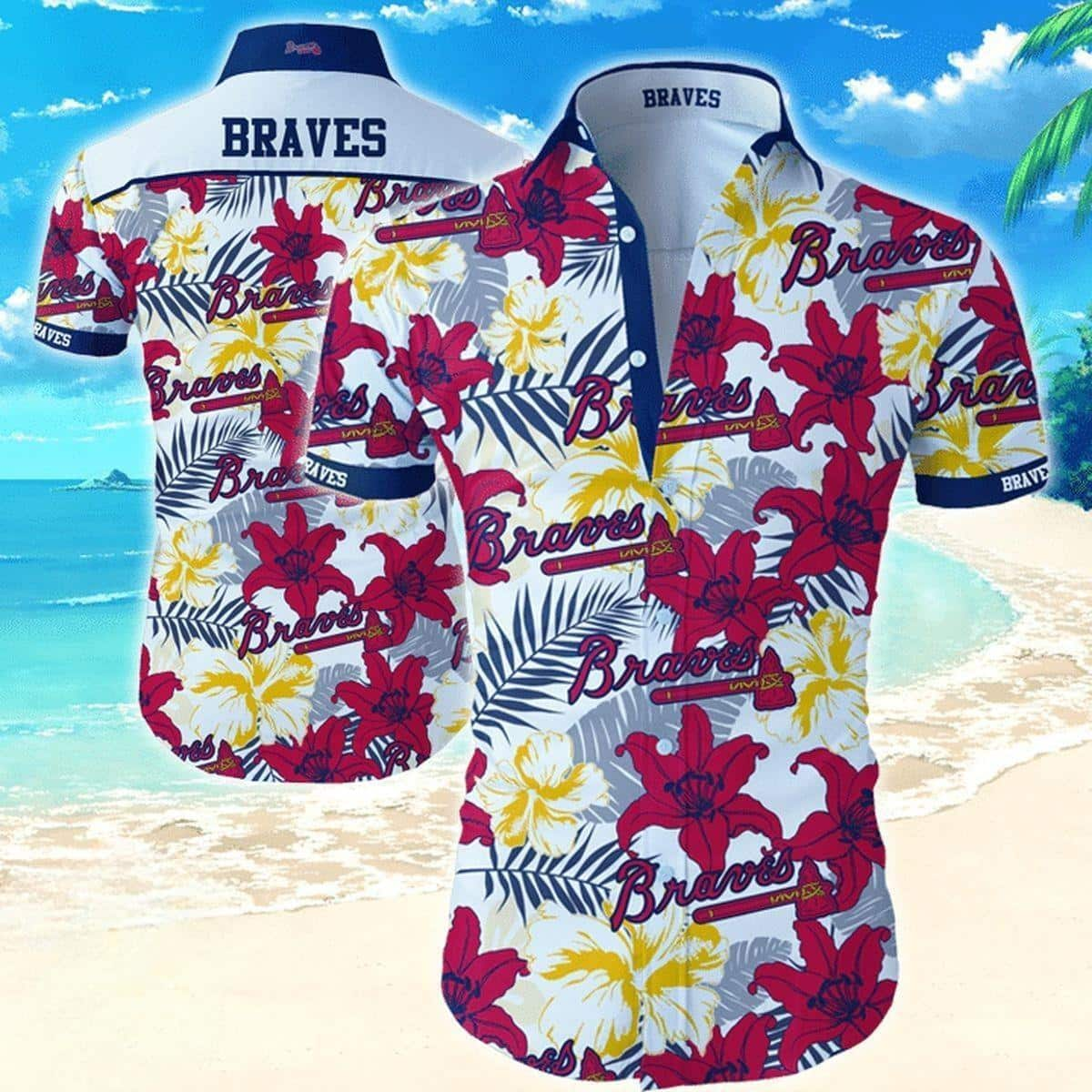 Trending MLB Atlanta Braves Hawaiian Shirt Tropical Flower Beach Lovers Gift