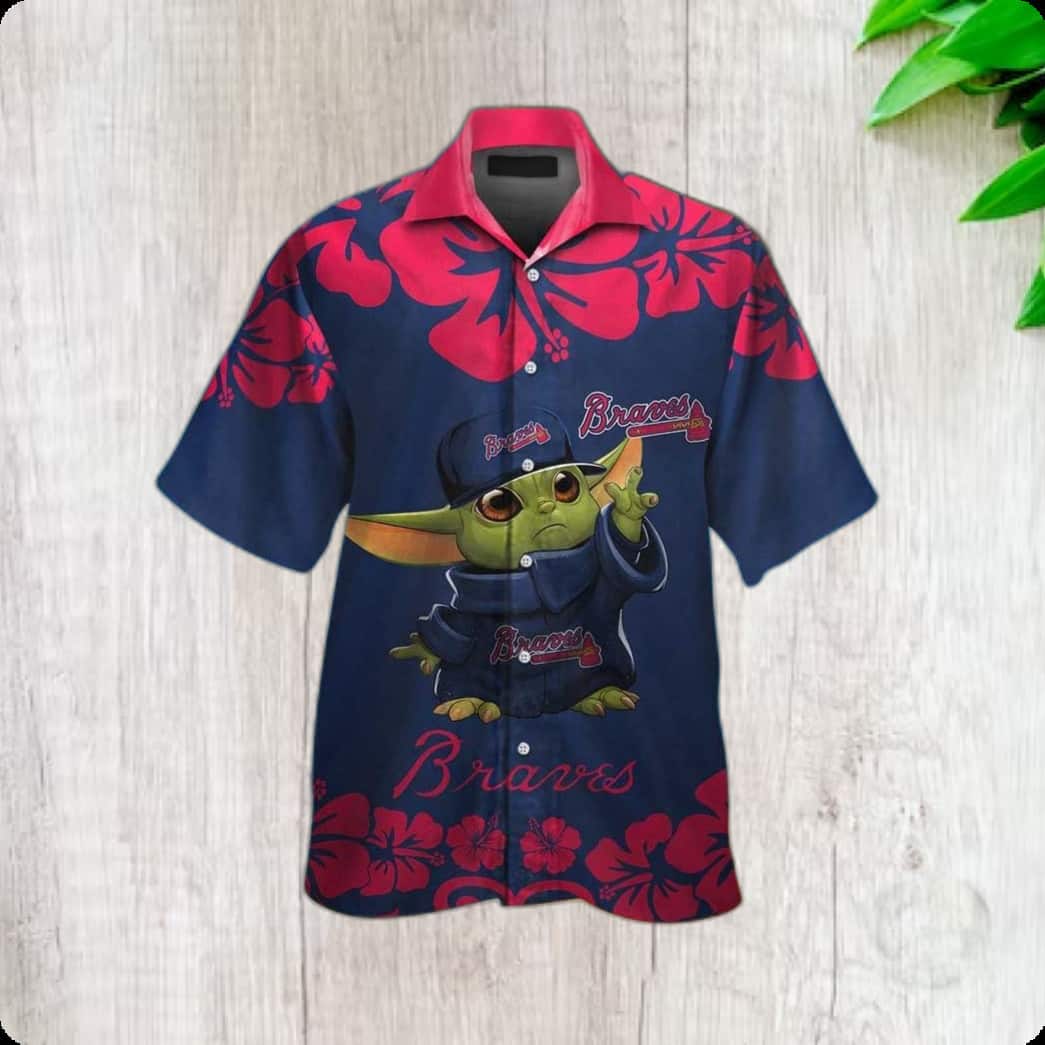 Cute Baby Yoda Star Wars Loves Atlanta Braves Hawaiian Shirt Gift For Sport Fans