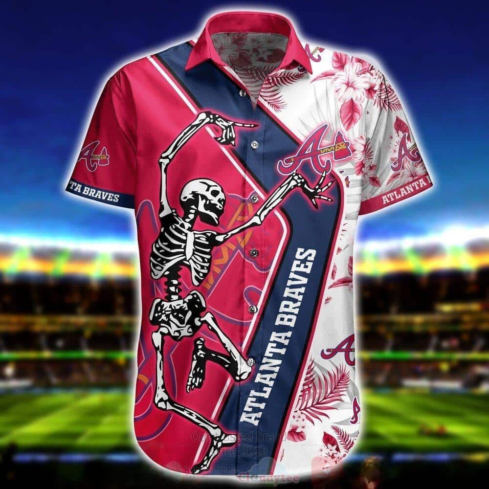 Aloha MLB Atlanta Braves Hawaiian Shirt Skeleton Dancing Gift For Dad