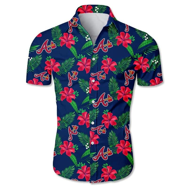 ALoha Atlanta Braves Hawaiian Shirt Red Hibiscus Gift For Beach Trip