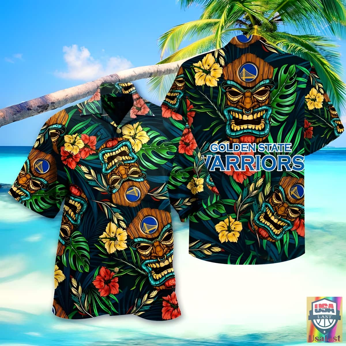 Aloha Golden State Warriors Hawaiian Shirt Tiki Mask Gift For Beach Lovers