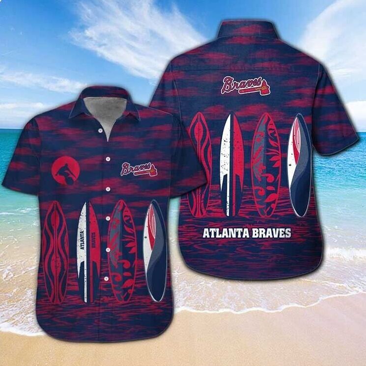 Navi Atlanta Braves Hawaiian Shirt Surfboards Summer Holiday Gift