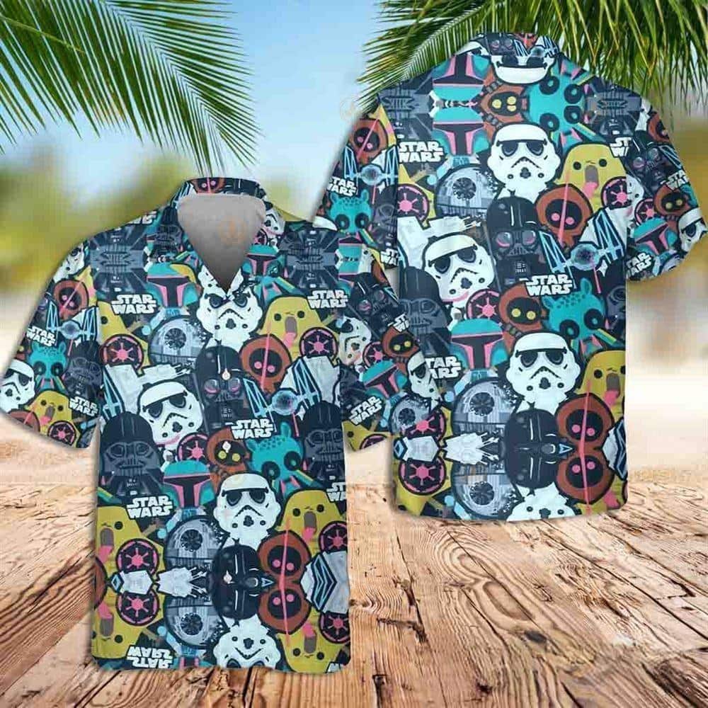 Cute Star Wars Doodle Hawaiian Shirt Beach Gift For Him Cute Star Wars Doodle Hawaiian Shirt Beach Gift For Him