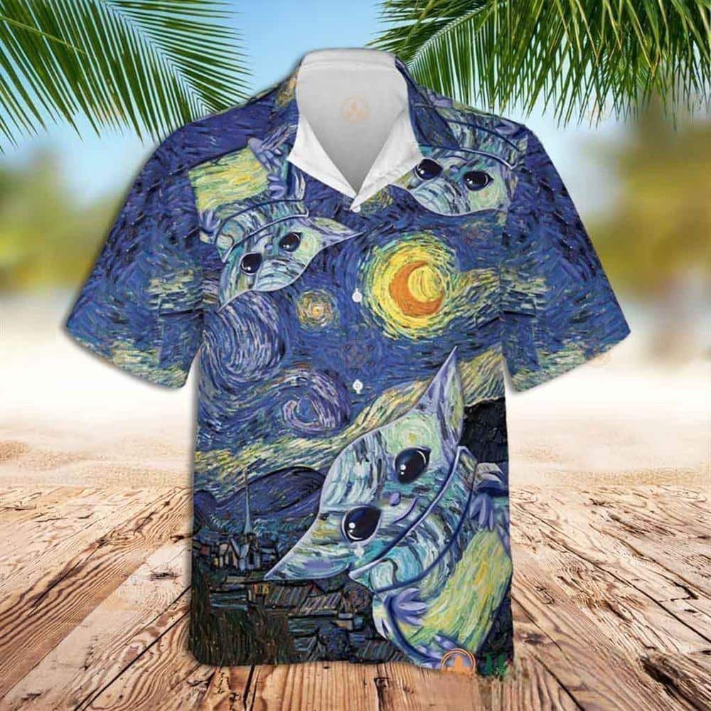 Starry Night Aloha Baby Yoda Star Wars Hawaiian Shirt Summer Gift For Mandalorian Fans Starry Night Aloha Baby Yoda Star Wars Hawaiian Shirt Summer Gift For Mandalorian Fans