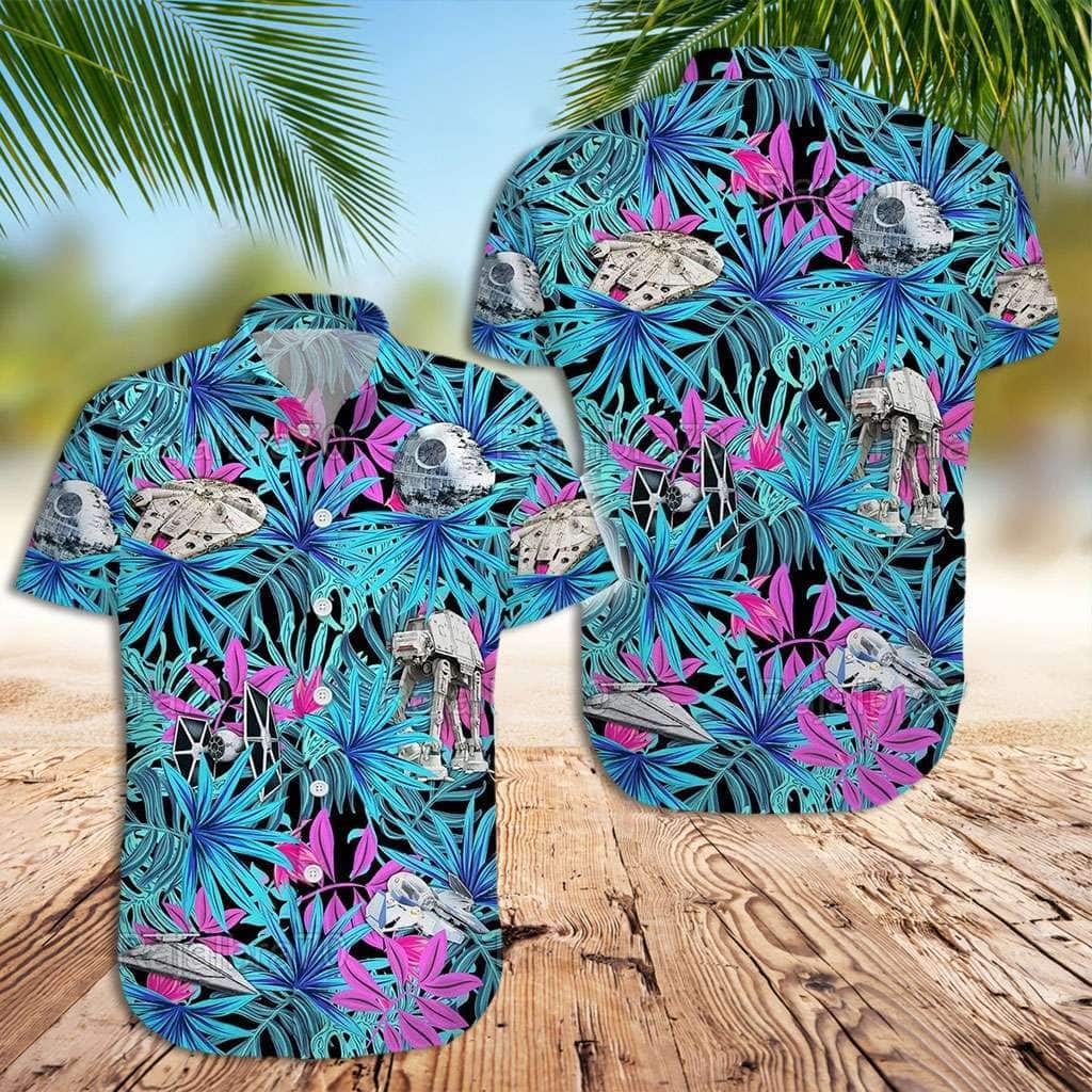 Summer Aloha Star Wars Hawaiian Shirt Blue Tropical Leaves Beach Gift For Friend Summer Aloha Star Wars Hawaiian Shirt Blue Tropical Leaves Beach Gift For Friend