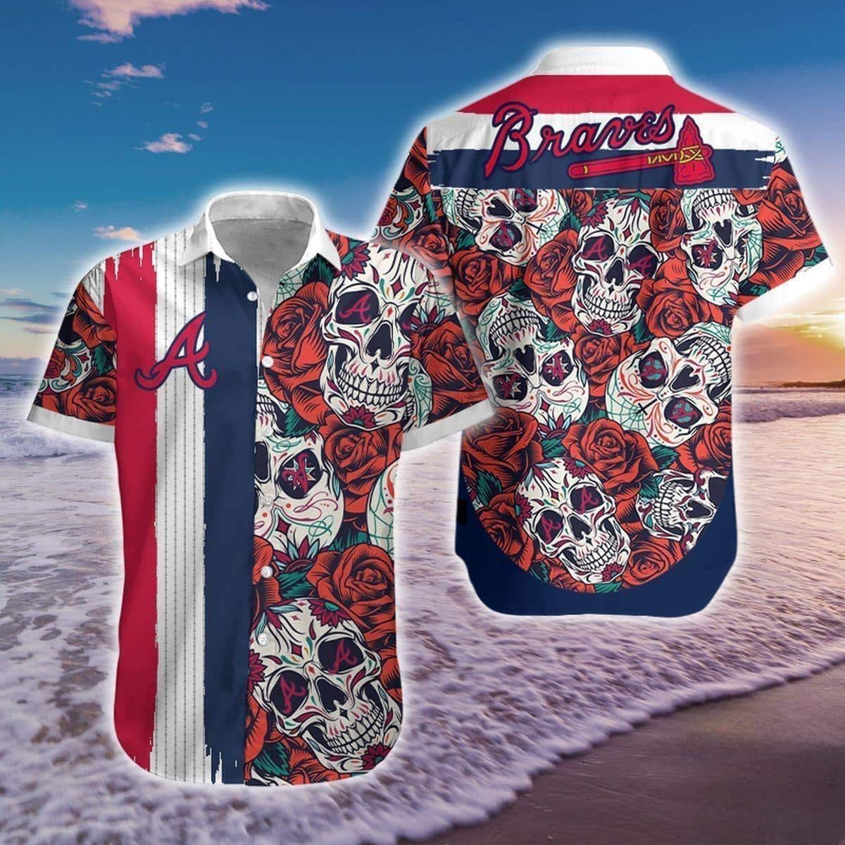 Trending Atlanta Braves Hawaiian Shirt Skull And Roses All Over Print Gift For Beach Lovers Gifts