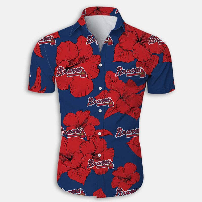MLB Atlanta Braves Hawaiian Shirt Hibiscus Flower All Over Print Summer Holiday Gift