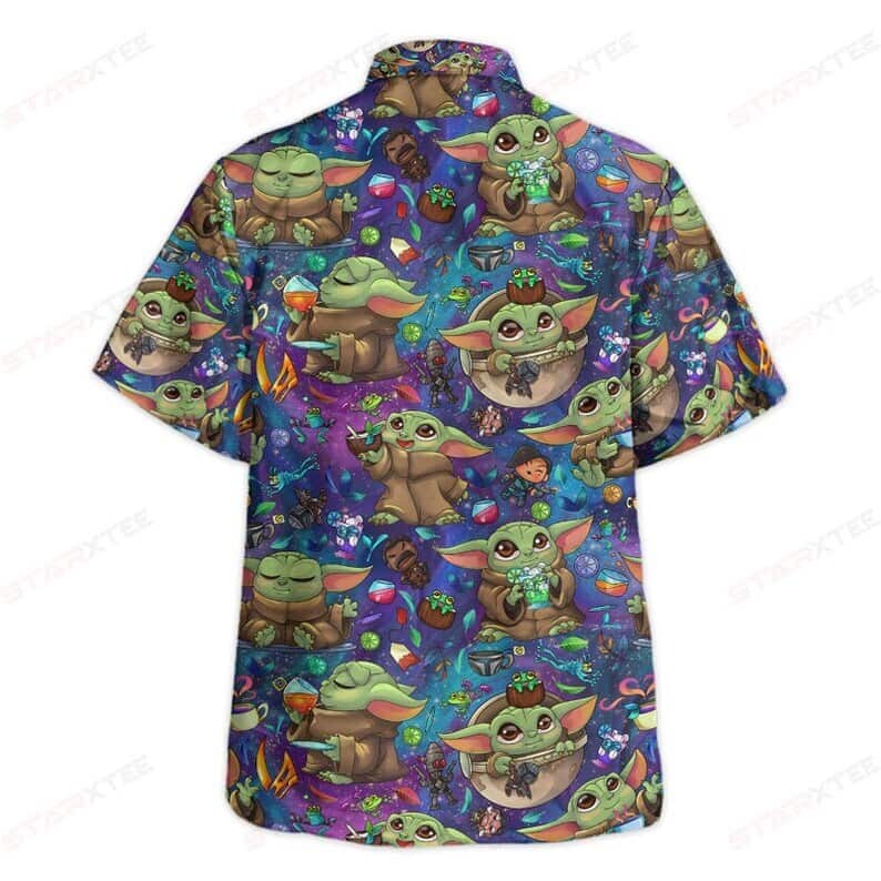 Aloha Dreamy Star Wars Baby Yoda Drinking Cocktail Hawaiian Shirt Best Beach Gift Aloha Dreamy Star Wars Baby Yoda Drinking Cocktail Hawaiian Shirt Best Beach Gift