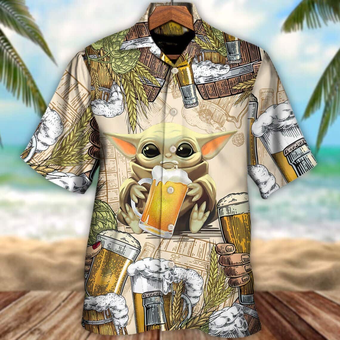 Aloha Star Wars Baby Yoda And Wheat Beer Hawaiian Shirt Summer Gift Aloha Star Wars Baby Yoda And Wheat Beer Hawaiian Shirt Summer Gift