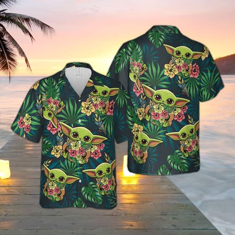Baby Yoda Star Wars Hawaiian Shirt Palm Leaves Gift For Beach Trip Baby Yoda Star Wars Hawaiian Shirt Palm Leaves Gift For Beach Trip