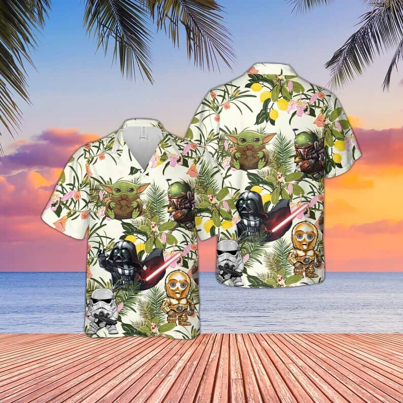 Baby Yoda Darth Vader Stormtrooper Wicket Star Wars Hawaiian Shirt Practical Beach Gift Baby Yoda Darth Vader Stormtrooper Wicket Star Wars Hawaiian Shirt Practical Beach Gift