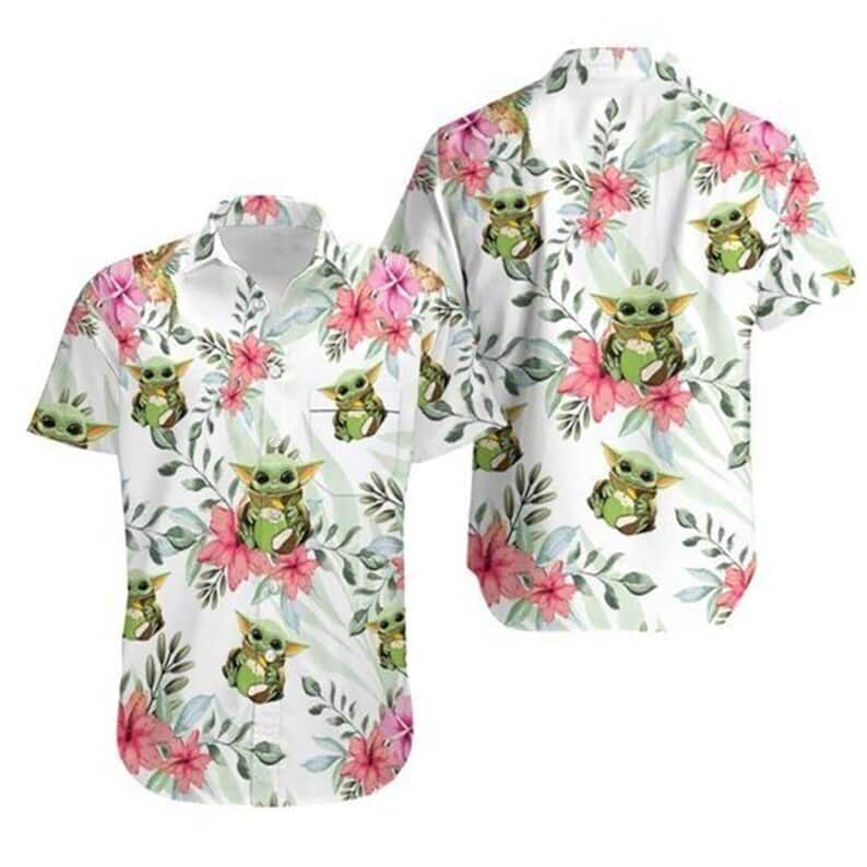 White Aloha Baby Yoda Star Wars Hawaiian Shirt Tropical Flowers Pattern Trendy Summer Gift White Aloha Baby Yoda Star Wars Hawaiian Shirt Tropical Flowers Pattern Trendy Summer Gift