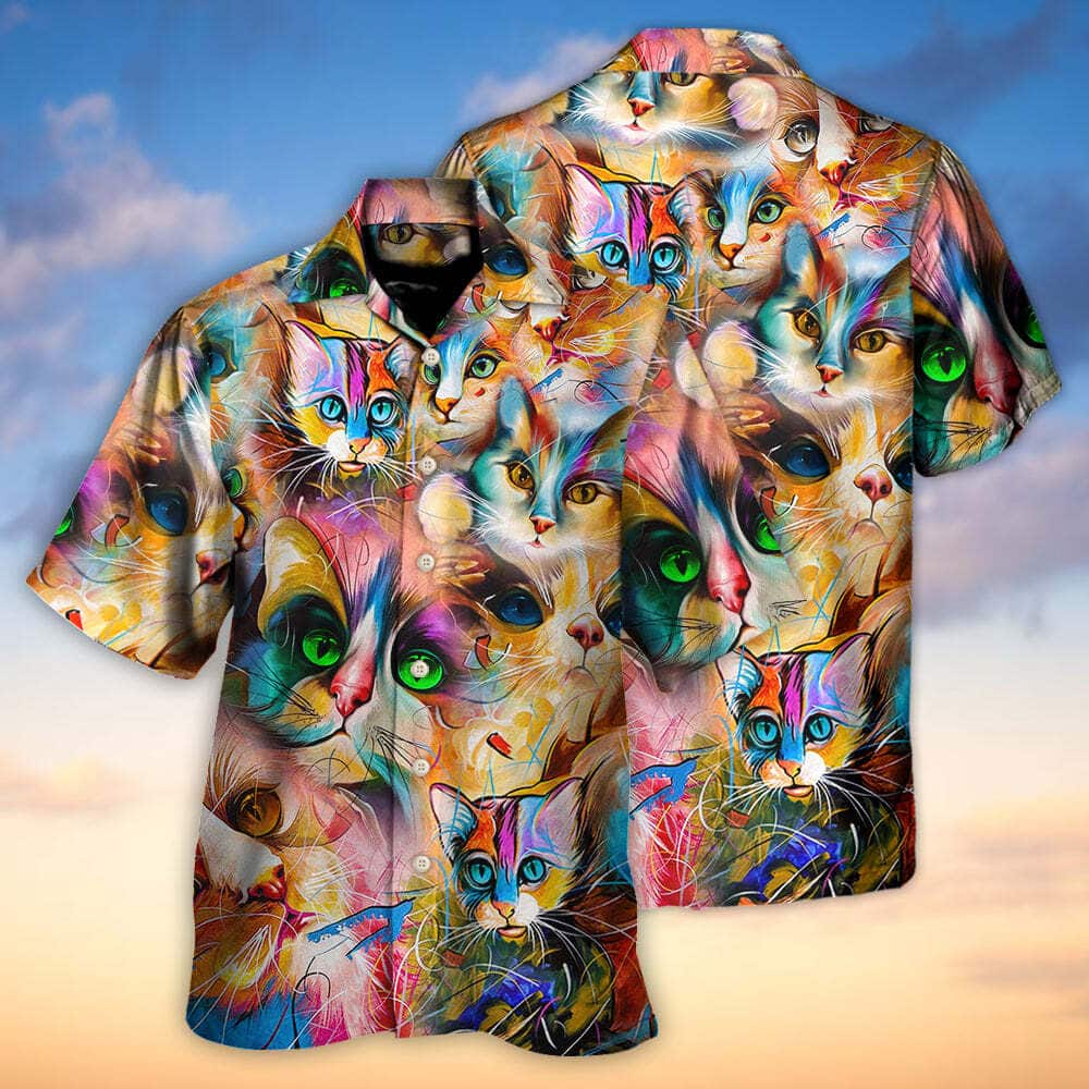 Funny Cat Colorful Mixer Style Hawaiian Shirt Beach Gift For Cat Lovers Funny Cat Colorful Mixer Style Hawaiian Shirt Beach Gift For Cat Lovers