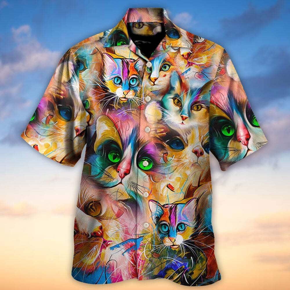 Funny Cat Colorful Mixer Style Hawaiian Shirt Beach Gift For Cat Lovers Funny Cat Colorful Mixer Style Hawaiian Shirt Beach Gift For Cat Lovers