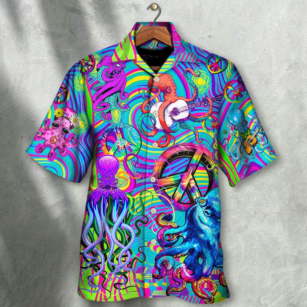 Hippie Funny Octopus Colorful Tie Dye Art Hawaiian Shirt Summer Gift For Friend Hippie Funny Octopus Colorful Tie Dye Art Hawaiian Shirt Summer Gift For Friend