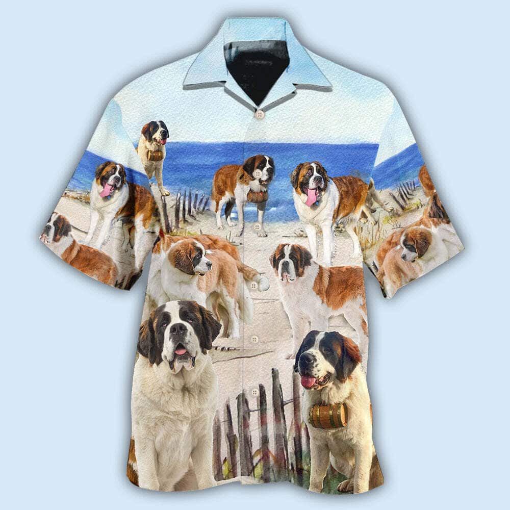 Saint Bernard Funny Beach Style Hawaiian Shirt Birthday Gift For Dog Lovers Saint Bernard Funny Beach Style Hawaiian Shirt Birthday Gift For Dog Lovers