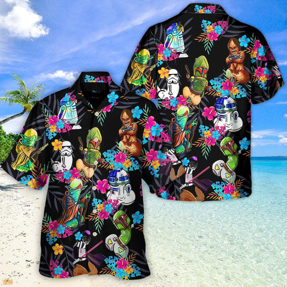 Funny Star Wars Tropical Flower Pattern Hawaiian Shirt Gift For Beach Trip Funny Star Wars Tropical Flower Pattern Hawaiian Shirt Gift For Beach Trip