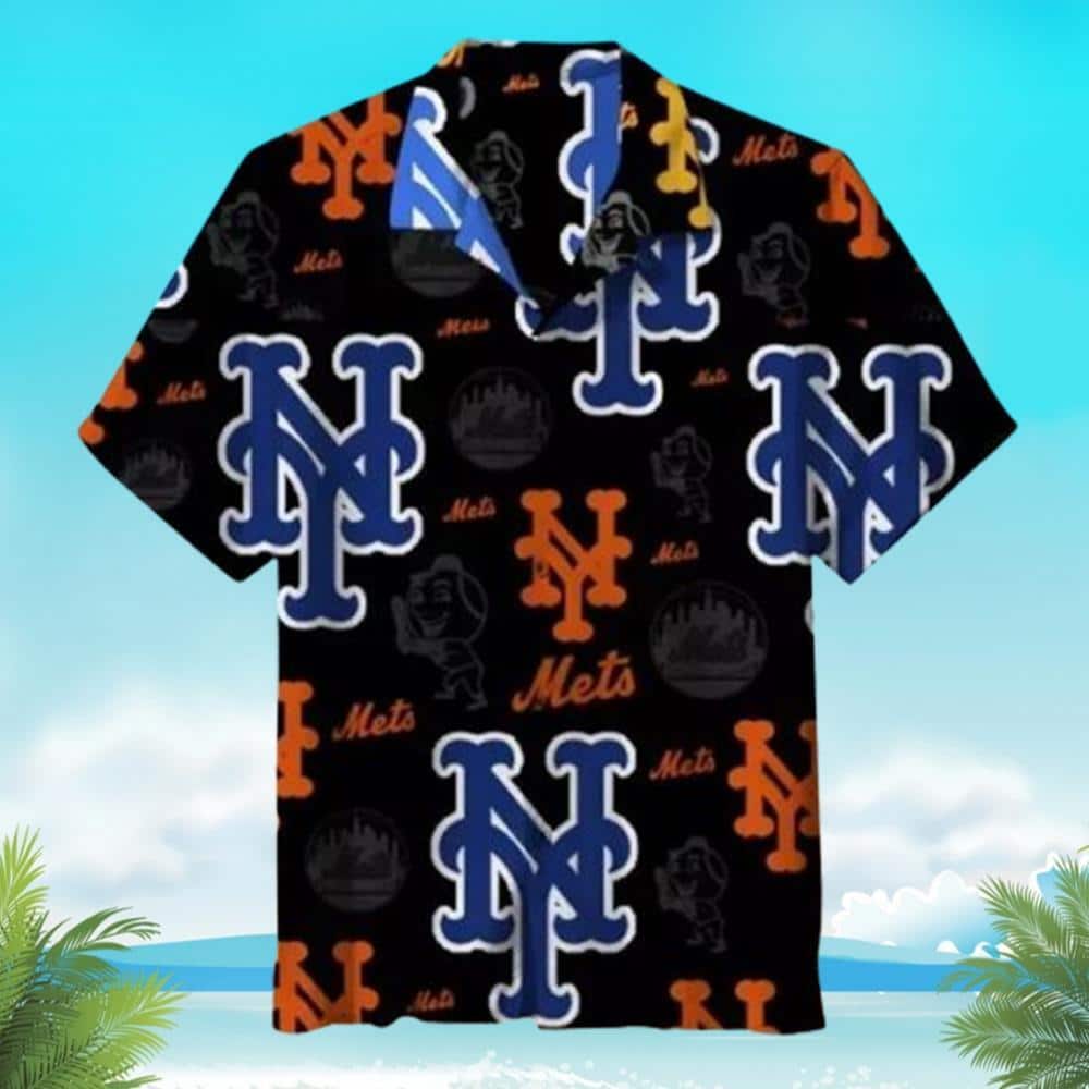 Black MLB New York Mets Hawaiian Shirt Beach Gift For Dad Black MLB New York Mets Hawaiian Shirt Beach Gift For Dad