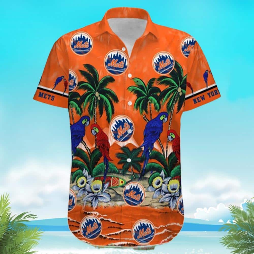 Aloha MLB New York Mets Hawaiian Shirt Parrot And Palm Tree Trendy Summer Gift Aloha MLB New York Mets Hawaiian Shirt Parrot And Palm Tree Trendy Summer Gift