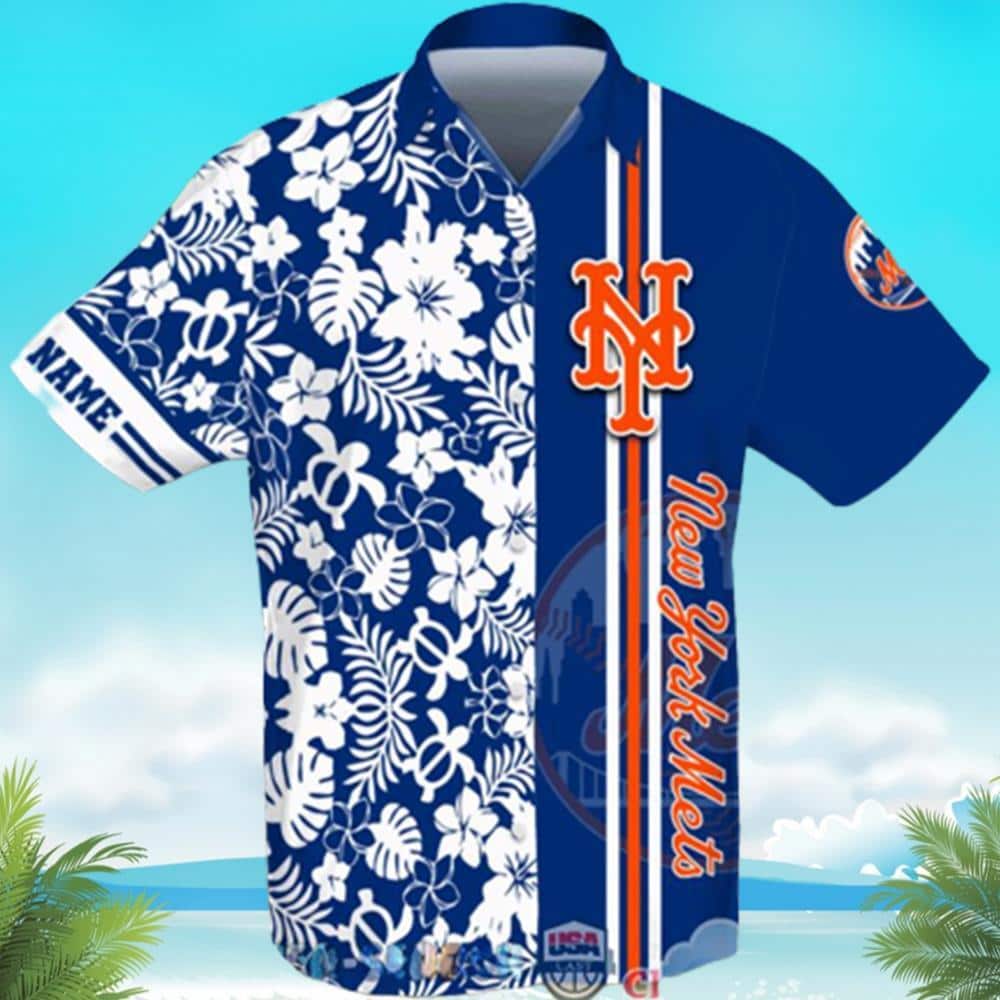 Custom MLB New York Mets Hawaiian Shirt Turtle And Flowers Summer Gift For Dad Custom MLB New York Mets Hawaiian Shirt Turtle And Flowers Summer Gift For Dad
