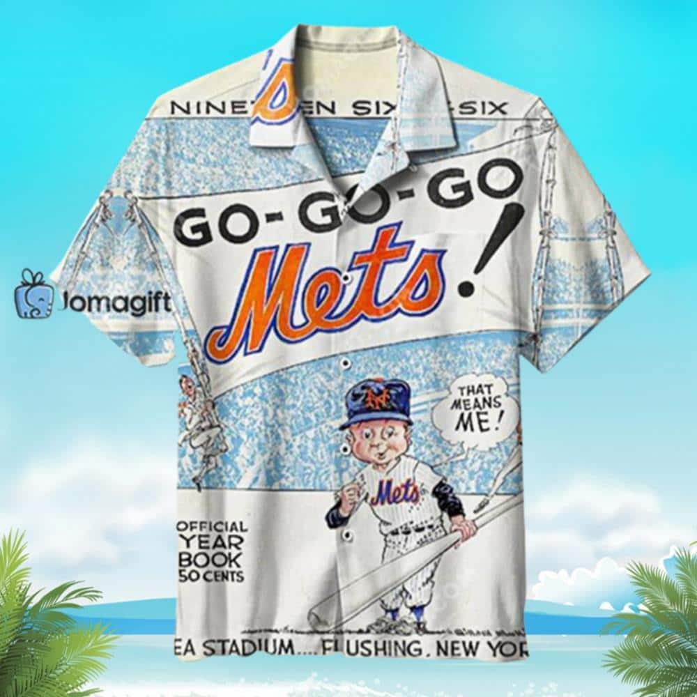 Retro MLB New York Mets Hawaiian Shirt Go Go Go Mets Gift For Summer Trip Retro MLB New York Mets Hawaiian Shirt Go Go Go Mets Gift For Summer Trip