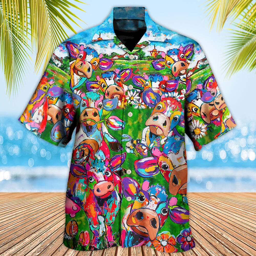 Aloha Funny Hawaiian Shirt Cow Flower In Farm Beach Vacation Gift Aloha Funny Hawaiian Shirt Cow Flower In Farm Beach Vacation Gift