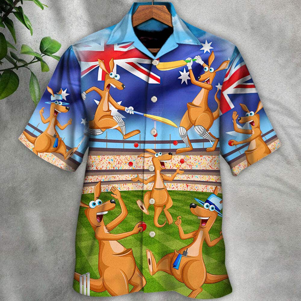 Trending Funny Hawaiian Shirt Kangaroo Play Cricket And Australia Flag Gift For Beach Vacation Trending Funny Hawaiian Shirt Kangaroo Play Cricket And Australia Flag Gift For Beach Vacation