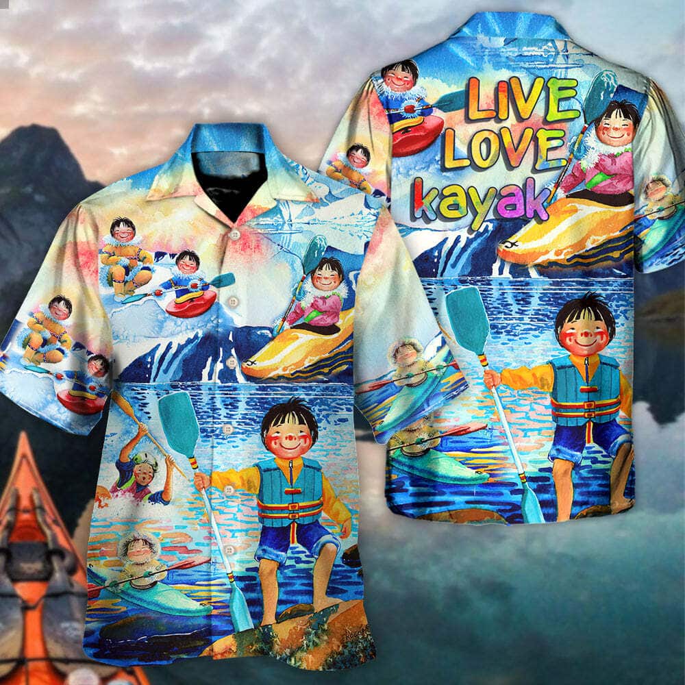 Stylish Funny Hawaiian Shirt Children Playing Kayaking Live Love Gift For Beach Lovers Stylish Funny Hawaiian Shirt Children Playing Kayaking Live Love Gift For Beach Lovers