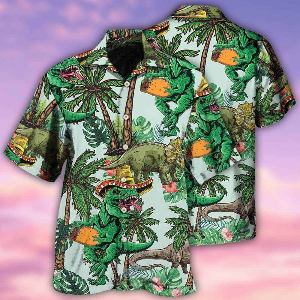 Aloha Funny Hawaiian Shirt Jurassic Park Dinosaur Tropical Tree Gift For Beach Trip Aloha Funny Hawaiian Shirt Jurassic Park Dinosaur Tropical Tree Gift For Beach Trip