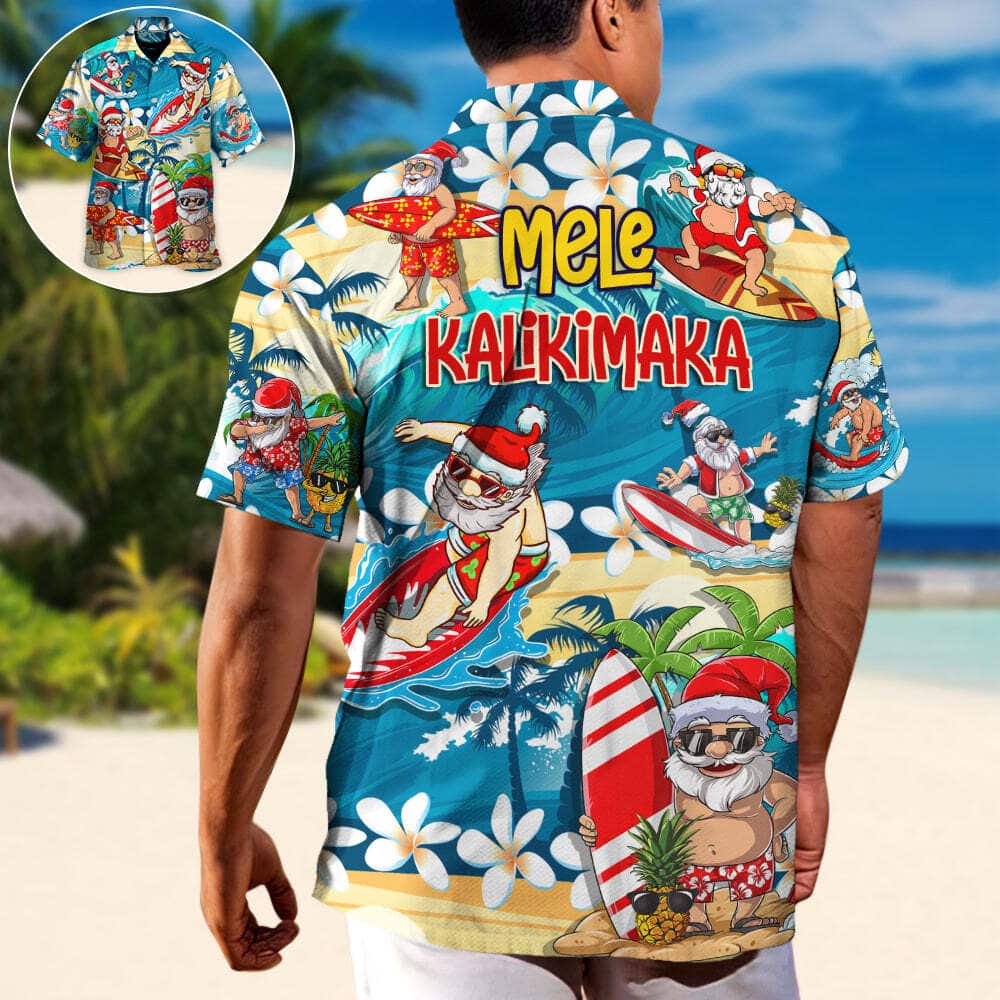 Christmas Funny Hawaiian Shirt Santa Surfing Gift For Beach Lovers Christmas Funny Hawaiian Shirt Santa Surfing Gift For Beach Lovers