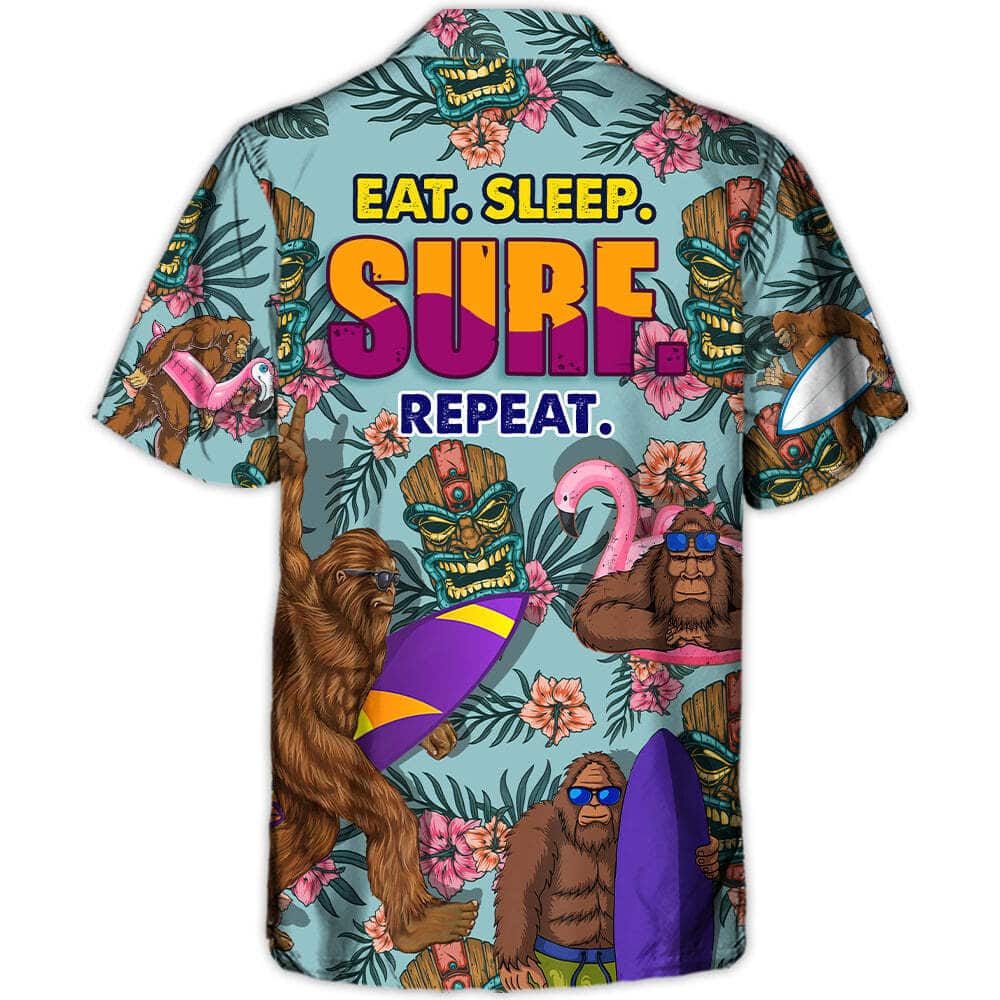 Aloha Funny Hawaiian Shirt Bigfoot Eat Sleep Surf Repeat Tropical Flower Gift For Beach Lovers Aloha Funny Hawaiian Shirt Bigfoot Eat Sleep Surf Repeat Tropical Flower Gift For Beach Lovers