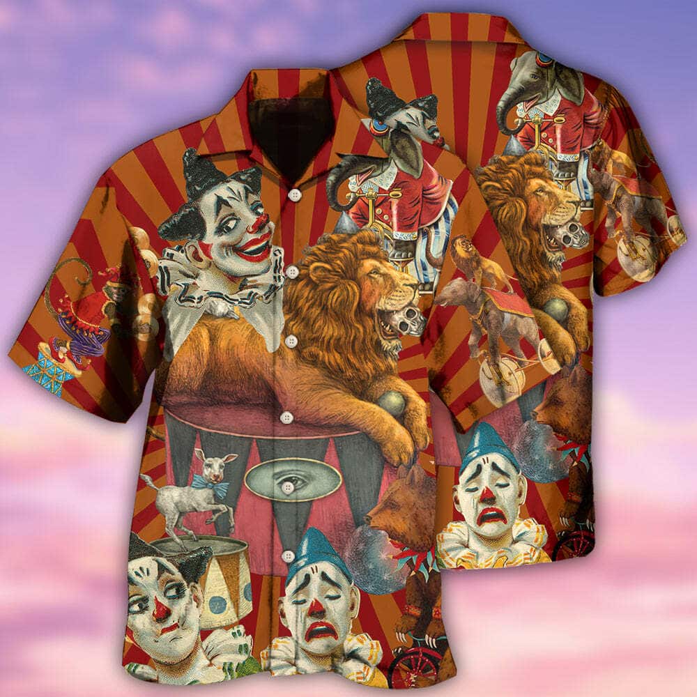 Circus Funny Hawaiian Shirt Clown Happy Lion Gift For Beach Vacation Circus Funny Hawaiian Shirt Clown Happy Lion Gift For Beach Vacation