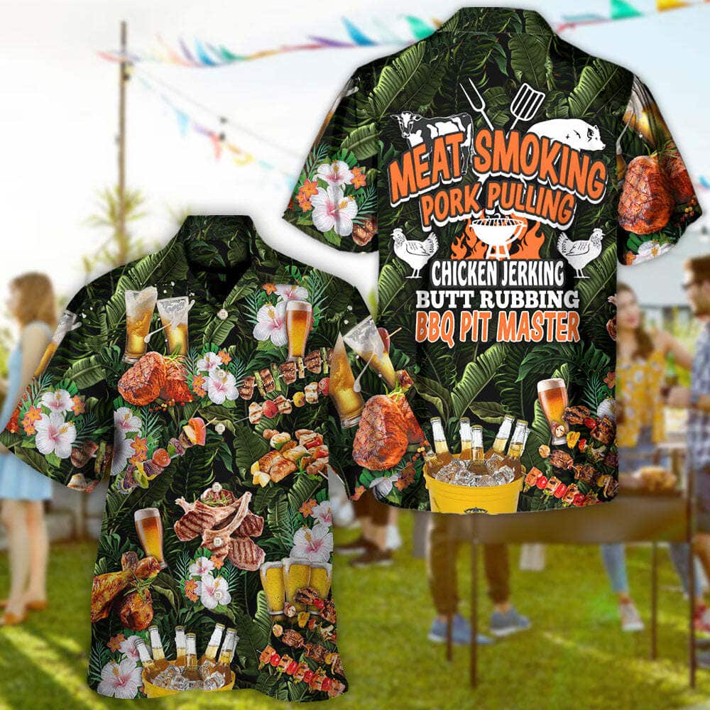 Aloha Funny Hawaiian Shirt Meat Smoking Pork Pulling Chicken Jerking Butt Rubbing BBQ Pit Master Summer Holiday Gift Aloha Funny Hawaiian Shirt Meat Smoking Pork Pulling Chicken Jerking Butt Rubbing BBQ Pit Master Summer Holiday Gift