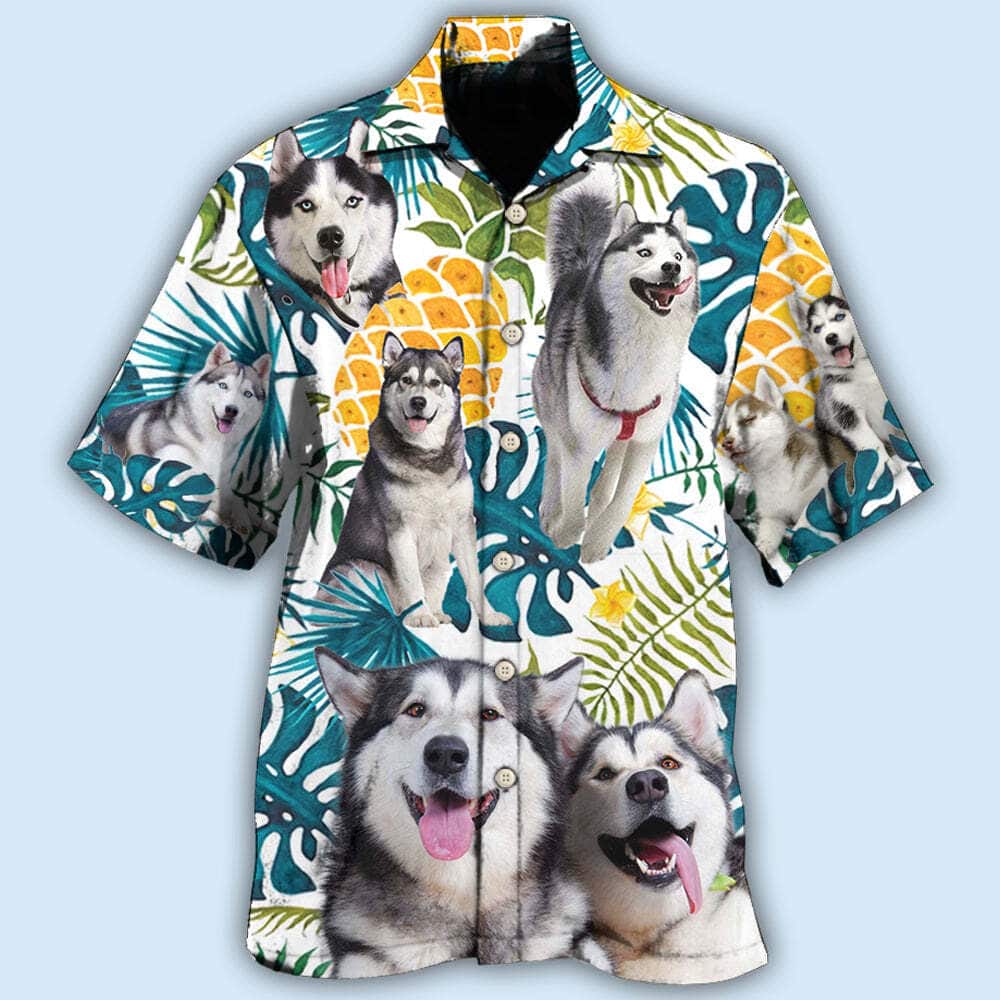 Aloha Funny Hawaiian Shirt Husky Tropical Leaf Beach Gift For Dog Lovers Aloha Funny Hawaiian Shirt Husky Tropical Leaf Beach Gift For Dog Lovers