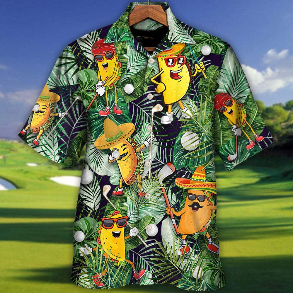 Tropical Aloha Funny Hawaiian Shirt Taco Playing Golf Let's Par Tee Palm Leaves Summer Gift Tropical Aloha Funny Hawaiian Shirt Taco Playing Golf Let's Par Tee Palm Leaves Summer Gift
