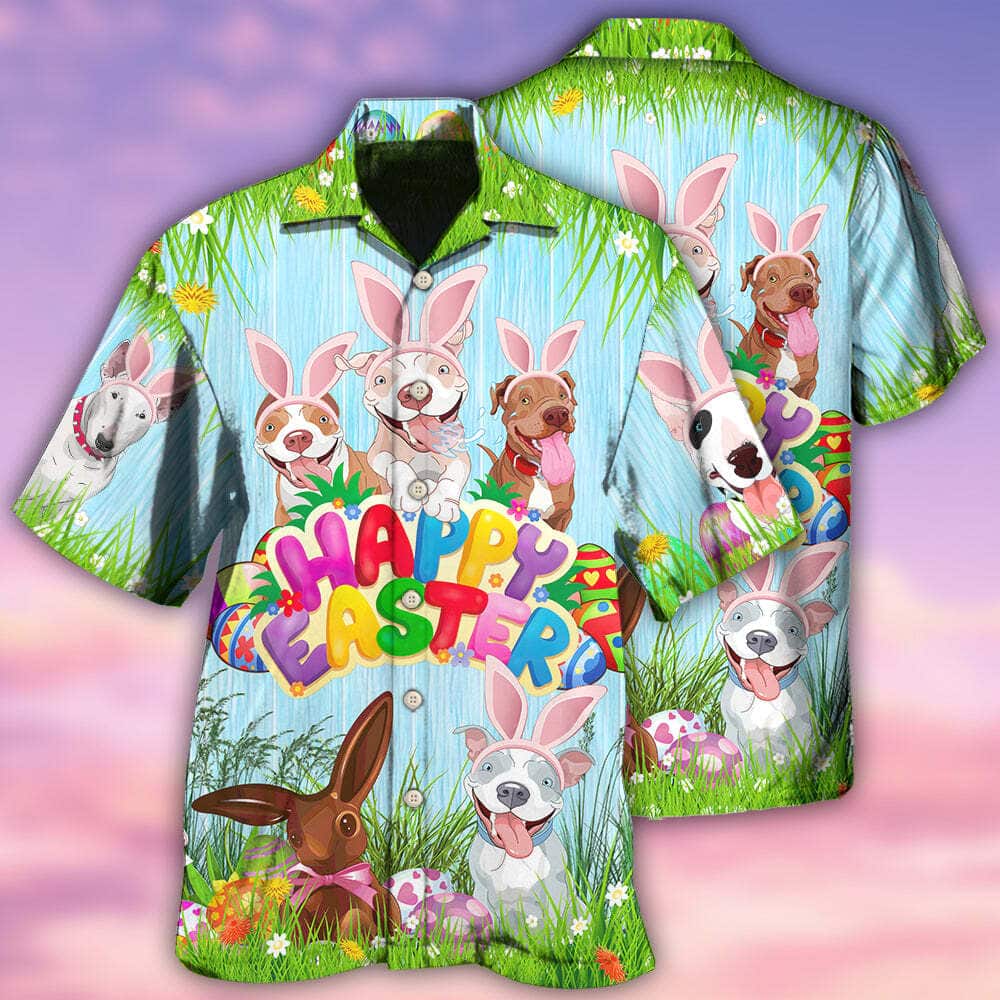 Holiday Funny Hawaiian Shirt Happy Easter Pitbulls Gift For Dog Lovers Holiday Funny Hawaiian Shirt Happy Easter Pitbulls Gift For Dog Lovers