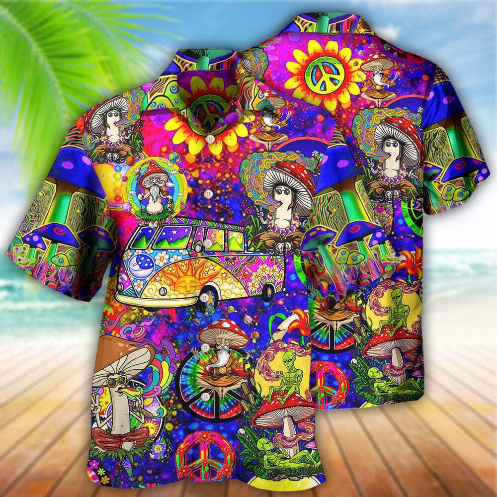Aloha Funny Hawaiian Shirt Hippie Mushroom Peace Summer Gift For Friend Aloha Funny Hawaiian Shirt Hippie Mushroom Peace Summer Gift For Friend