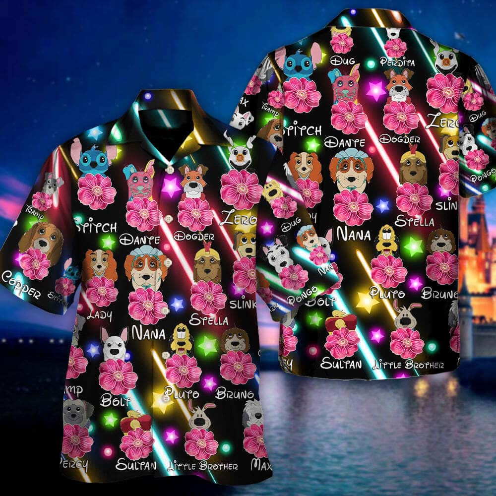 Colorful Funny Hawaiian Shirt Neon Flower Gift For Dog Lovers Colorful Funny Hawaiian Shirt Neon Flower Gift For Dog Lovers